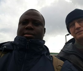 Bishop Olukunle Amoo with our consultant Metallurgist Mr Maurice Hanna on their way to SGS Lakefield for Alluvial gold assay and refining Bishop Olukunle Amoo with Mr Maurice Hanna